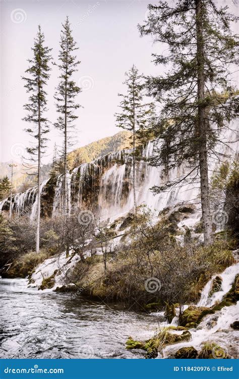 Beautiful View Of The Pearl Shoals Waterfall Toned Image Stock Photo