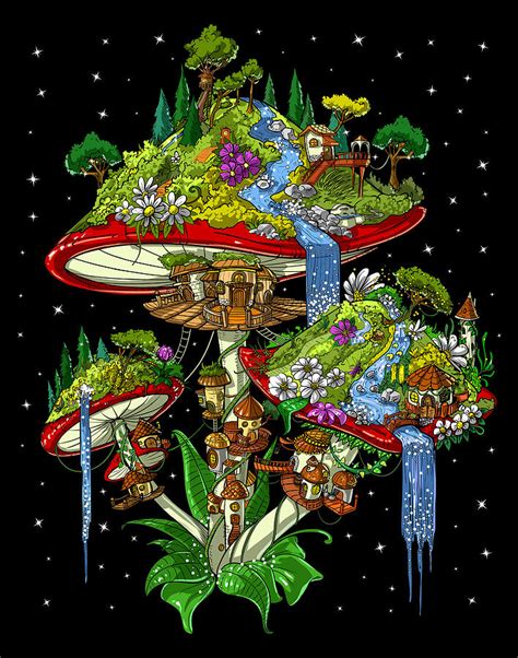 magic mushrooms world digital art by nikolay todorov fine art america
