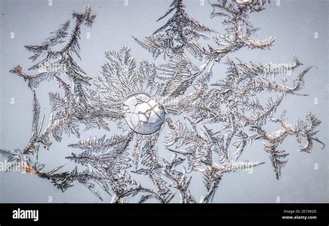 Ice Crystals Forming On Glass Stock Photo Alamy
