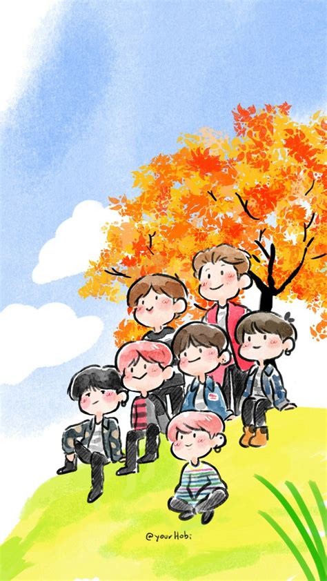 Free download latest collection of bts wallpapers and backgrounds. BTS Fanart Wallpaper | Chibi bts, Seni, Animasi
