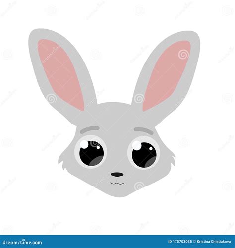 Curious Cute Bunny Head With Big Eyes Cartoon Flat Vector Illustration