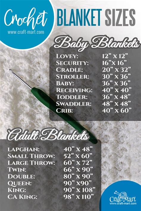 Crochet Blanket Sizes Chart Craft Mart