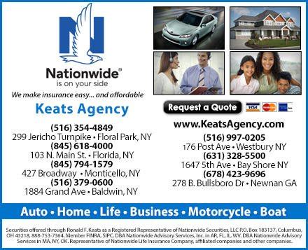 She said she is with nationwide insurance and insistently kept asking me questions about signing up for their insurance. Keats Agency - Nationwide Insurance - Get Quote - Insurance - 176 Post Ave, Westbury, NY - Phone ...