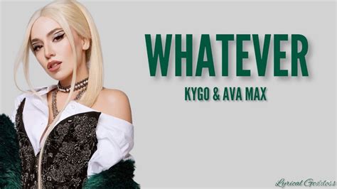 Kygo Ava Max Whatever Lyrics Video YouTube