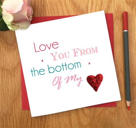 Love You From The Bottom Of My Heart Valentines Card By Sabah Designs