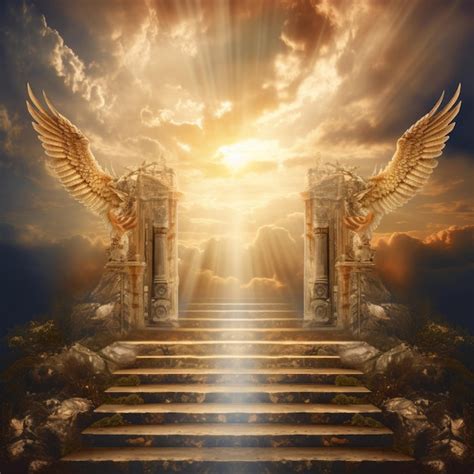 Premium Ai Image Golden Gates Of Heaven With Glowing Light