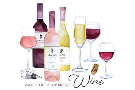 Watercolor Wine Glass Clipart Digital Press Creation