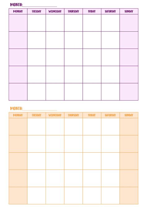 5 Best Images Of Two Month Calendar Printable Two Page Monthly