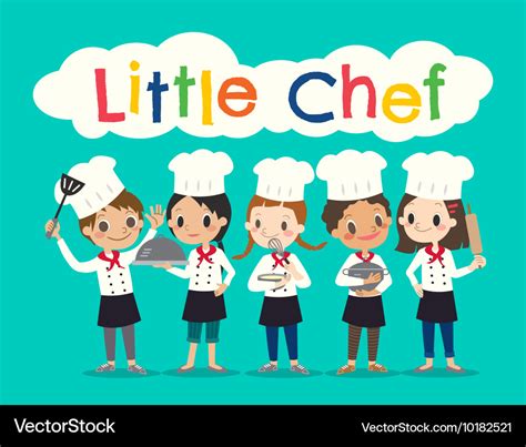 Group Of Young Chef Children Kids Cartoon Vector Image
