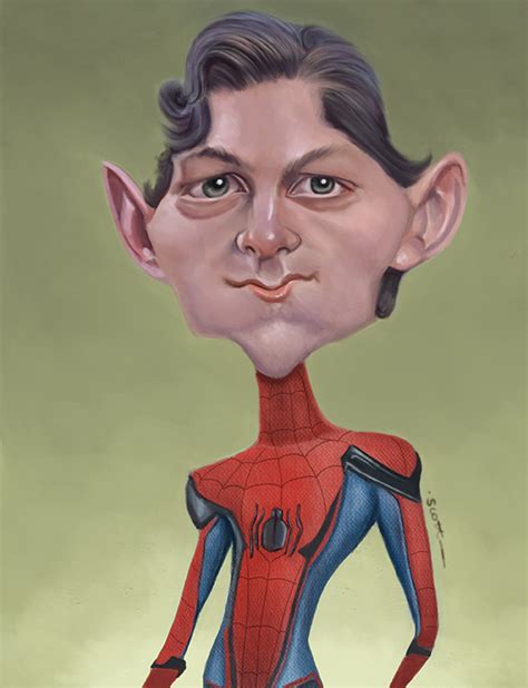W filmach należących do marvel cinematic universe: Spider-man Caricature Tom Holland by jonesmac2006 on ...