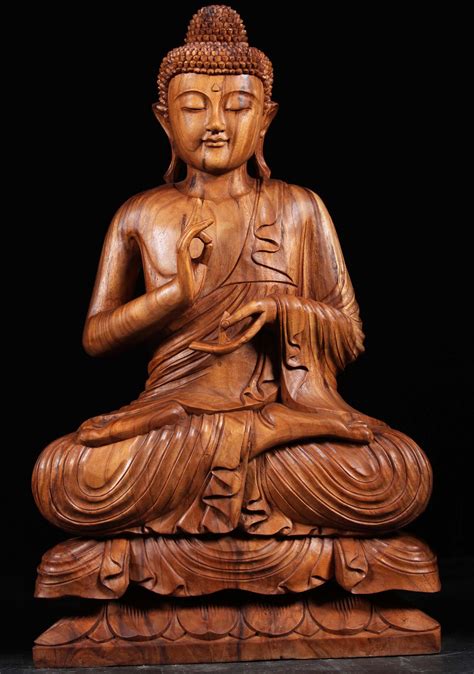 Sold Wood Teaching Buddha Sculpture Bw Hindu Gods Buddha