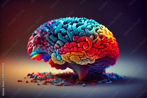 Multicolored Brains Merging Symbolizing Diverse Ideas And Innovative