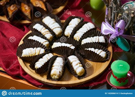 Novruz Traditional Azerbaijan Pastry Mutaki Roll Cake With Walnuts