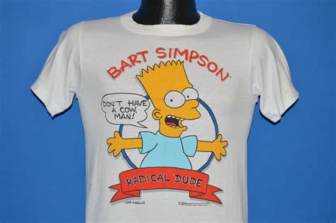 80s Bart Simpson Radical Dude T Shirt Youth Large The Captains Vintage