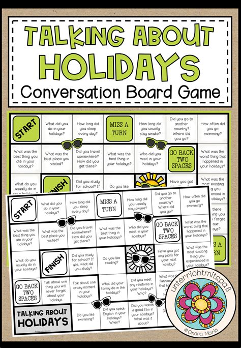 Holidays Conversation Board Game Unterrichtsmaterial Im Fach