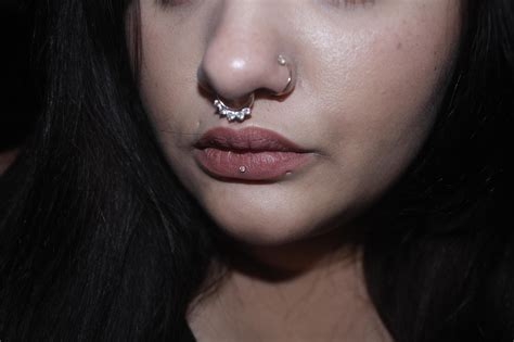 My New Vertical Labret Along With My Double Nostril And Septum Rpiercing