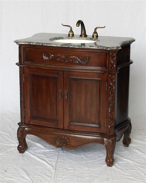 34 Adelina Antique Style Single Sink Bathroom Vanity With Gray Granite