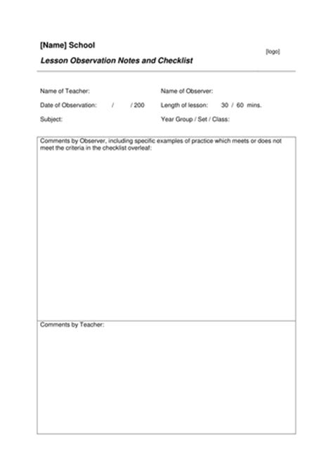 Preschool lesson plan template, weekly lesson plan, common core [word however, teachers use some other lesson plan templates as well. Teacher Observation Checklist | Teaching Resources