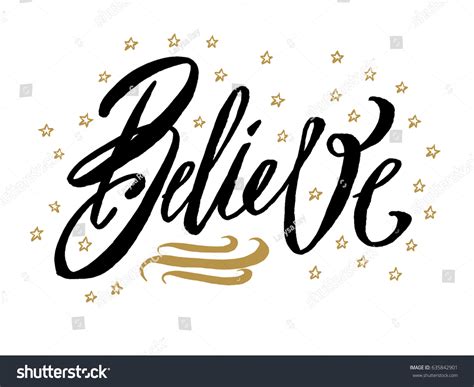 Believe Beautiful Greeting Card Scratched Calligraphy Stock Vector