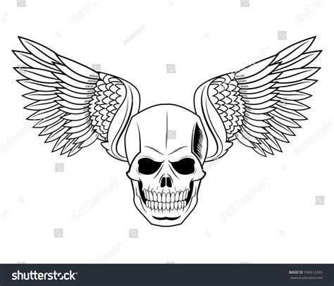 Skull Wings Tattoo Art Design Stock Vector Royalty Free 506612245