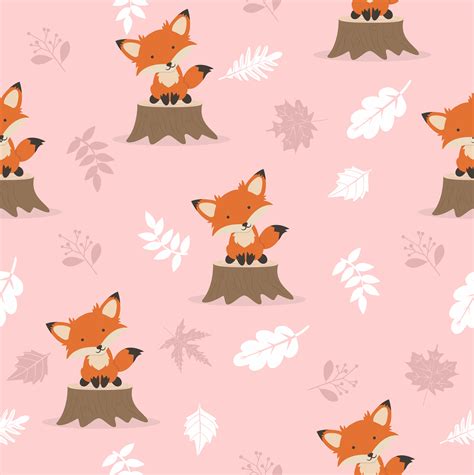 Cute fox with leaves decoration pattern 671143 Vector Art at Vecteezy