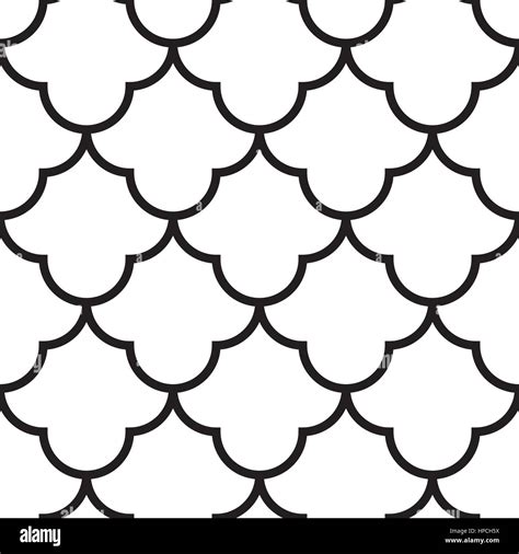 Japanese Wave Seamless Pattern Vector Black And White Background Stock