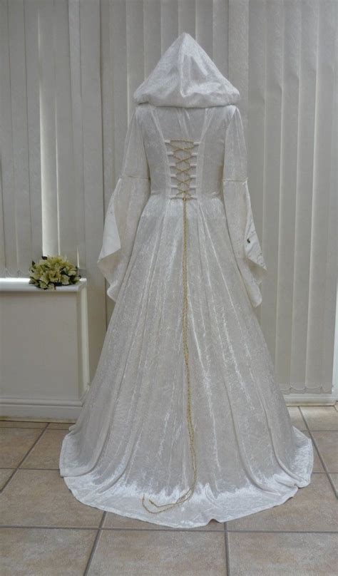 Cream Medieval Renaissance Hooded Wedding Dress Pagan Medieval Dresses