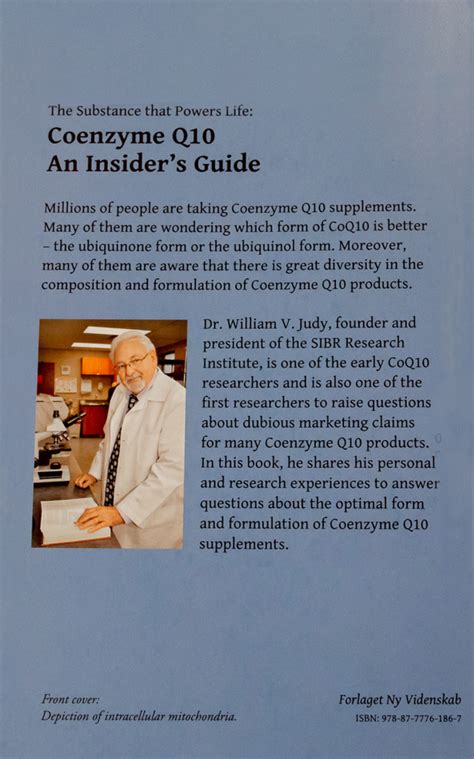 Coenzyme Q10 Research An Insiders Guide By Dr William V Judy