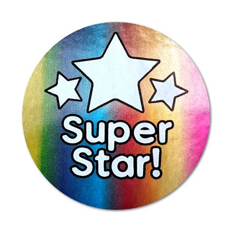 Super Star Metallic Silver Foil Sticker Superstickers