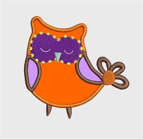 Owl Applique Embroidery Design 3 Sizes Instant Download 4x4 Etsy