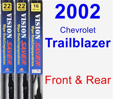 2002 Chevrolet Trailblazer Wiper Blade Setkit Front And Rear 3 Blades
