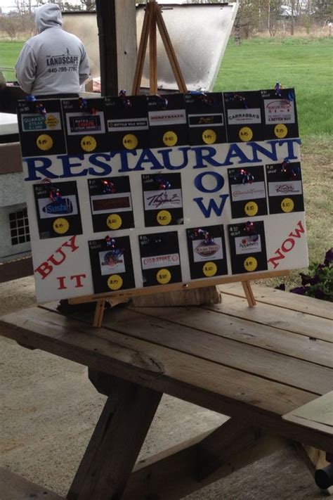 You'll reach more potential customers and don't have to give away merchandise that might not be appreciated. Restaurant row auction board | Restaurant gift cards, Charity auction, Gala ideas