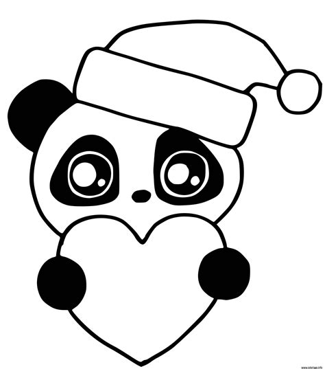 Coloriage Cute Panda Kawaii Animal For Christmas Dessin Panda à Imprimer