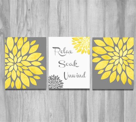 Therefore consider using yellow wall decor in rooms that are in some serious need of color and life. Bathroom Wall Art Relax Soak Unwind Bathroom Wall Decor Prints