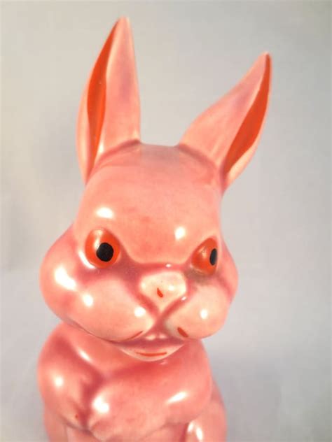 Vintage Rabbit Cotton Ball Holder Ceramic By Thrifthorseinc