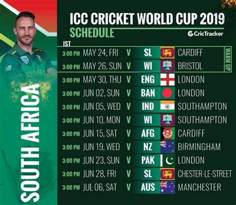 World Cup 2019 South Africa Squad Fixtures Venue And Match Timing