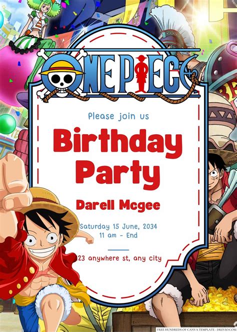 One Piece Birthday Invitation Download Hundreds Free Printable