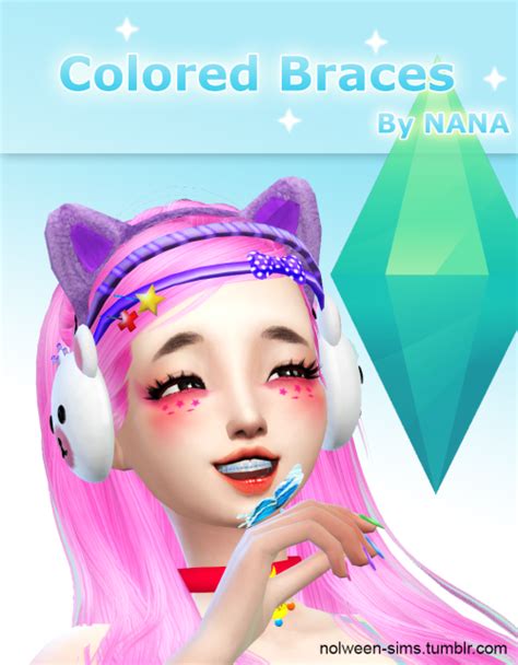 The Sims 4 Nolween Sims Colored Braces Facial Details