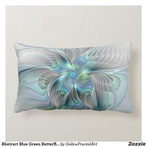 Abstract Blue Green Butterfly Fantasy Fractal Art Lumbar Pillow Zazzle Rectangular Pillow