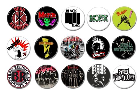 Punk Rock Band Buttons Set Of 15 Badges Pins 25mm