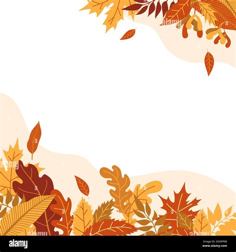 Orange Autumn Leaves Vector Illustration Autumn Halloween Frame With