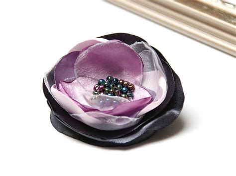 Fabric Flower Brooch Pin Petal Flower Pin Organza Satin Handmade