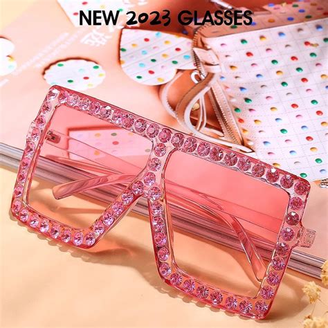 buy jvhgubay super large shiny crystal diamond sunglasses disco diamond flat top fashion square