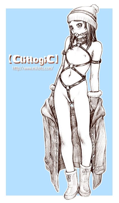 Clitlogic Mihoto Kouji Character Request 1girl Ball Gag Bdsm Blue Background Bondage