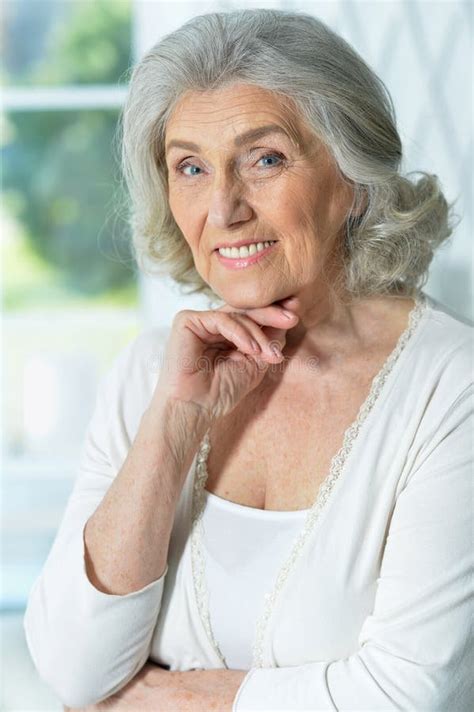 Close Up Portrait Of Beautiful Smiling Senior Woman Stock Photo Image Of Adult Charming