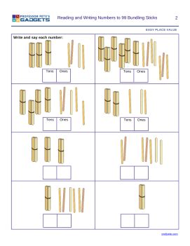 These worksheets are appropriate for second grade math. Professor Pete's Classroom » Bundling Sticks to 99 ...