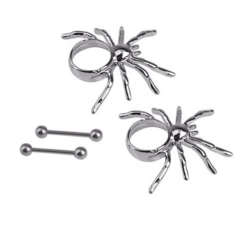 Nipple Ring Bars Large Spider Steel Barbell Pair 14g Spider In Body Jewelry From Jewelry