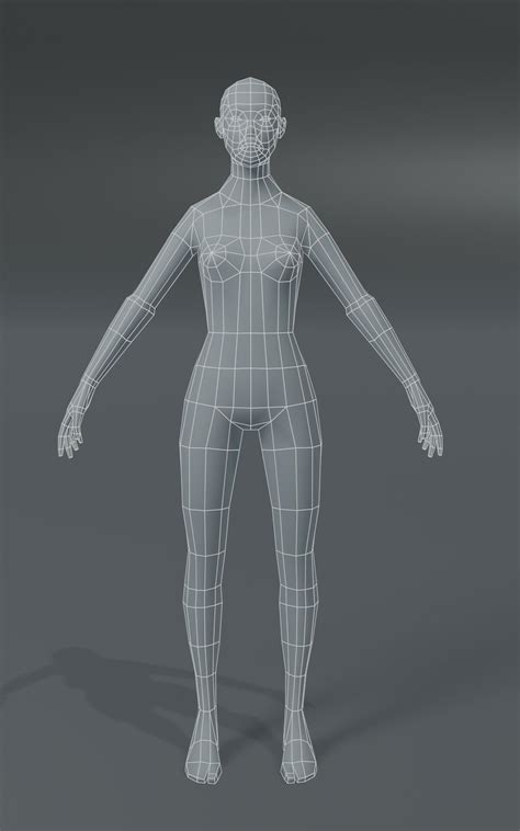 Artstation Female Body Base Mesh 3d Model 1000 Polygons Game Assets
