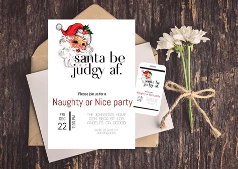 Funny Christmas Party Invitation Naughty Or Nice Party Invitation