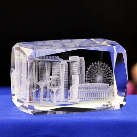 3d Carved Singapore Architectural Model Crystal Cube China 3d Laser